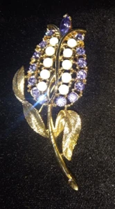 Lisner große Immergrün $ helle Amethyst Blume Brosche 3 Zoll - Bild 1 von 2