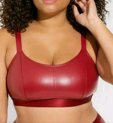 Torrid Edgy Hot Red Faux Leather Wireless Bralette Plus Size 0X/L/12 - Image 1 of 4