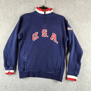 Ralph Lauren Boys Polo USA Spell Out Pullover 1/4 Zip Navy Size L 14-16 - Picture 1 of 8