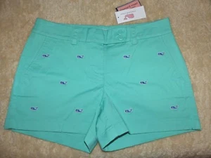 VINEYARD VINES  Ladies Dayboat Classic Shorts  TEAL EMBROID WHALE  Sz 4  $98 NWT - Picture 1 of 4