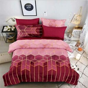 Luxury Plaid Geometric Pattern Style Duvet Cover Comforter Bedding Set Bed Sheet