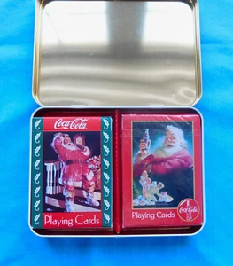 Vintage Coca-Cola Christmas Sealed Playing Cards Collectible Tin 1993 Santa - Bild 1 von 6
