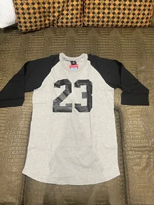 Jordan Men 23 LOGO 3/4 Raglan T-SHIRT 679343 063 GREY/Black NEW - Picture 1 of 5