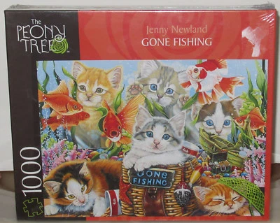 Rompecabezas de 1000 piezas The Peony Tree GONE FISHING gatitos Jenny Newland Mega Foto 1 de 4