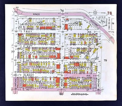 Mapa de Brooklyn 1929 Flatbush Flatlands Troy Albany Avenue 40-45 - Ciudad de Nueva York Foto 1 de 2