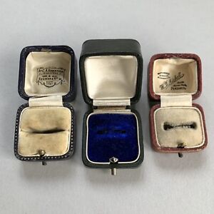 Antique Ring Box Job Lot X 3 Jewellery Presentation Case Leather Edgware Rd