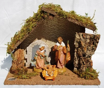 NUEVO EN CAJA FONTANINI JUEGO DE INICIO DE BELÉN DE 4 PIEZAS ESCALA 5" GUARDERÍA ESTABLE Y SAGRADA FAMILIA Foto 1 de 4