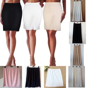 Women Safety Skirt Half Slip Underskirt Petticoat Satin Under Dress Mini Skirt - Picture 1 of 39