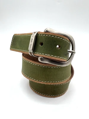 Calvin Klein Jeand Women’s Leather Belt Green Brown Medium Preppy Hipster  - Image 1 of 4