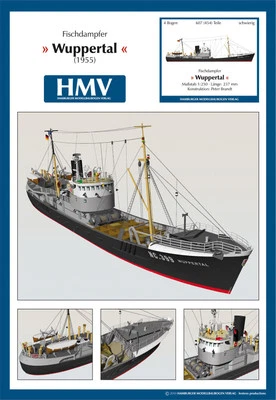 Kartonmodell Fischdampfer Wuppertal 1:250 HMV Hamburger Modellbaubogen Verlag - Bild 1 von 4