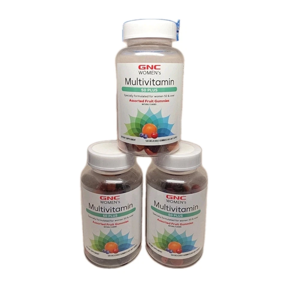 GNC Women's 50 Plus Multivitamin 360 Count Assorted Fruit Gummies Exp 5/26