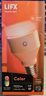 Lifx A19 RGB Multi-Color Smart Wi-Fi E26 LED Light Bulb LHLA19E26US - Image 1 of 4