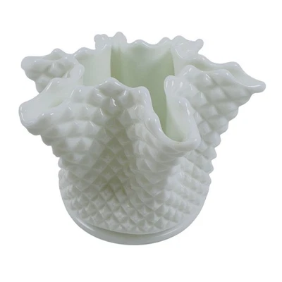 Westmoreland Vintage White Milk Glass Hobnail 6 points Ruffled Vase Bowl BEAUTY - Image 1 of 4