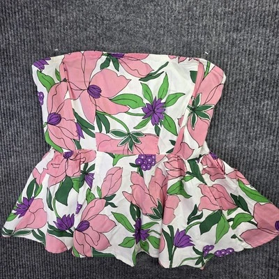 Blusa Anthropologie Banjanan Top Mujer M Rosa Floral Sin Tirantes Calada Peplum Foto 1 de 4