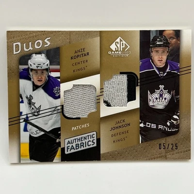 2008-09 SP Game Used Authentic Fabrics Duos Anze Kopitar/Jack Johnson #BJ /25 - Image 1 of 2