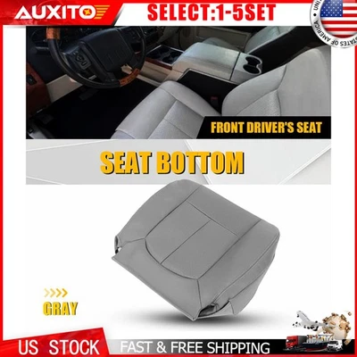 For 11-16 Ford F250 F350 F450 F550 Super Duty Driver Bottom Seat Cover Gray 1-5X - Image 1 of 4
