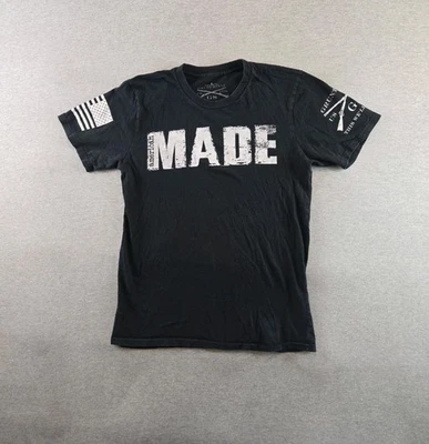 Camisa Estilo Grunt Para Hombre Mediana Negra Blanca Hecha en Estados Unidos Camiseta Bandera EE. UU. Foto 1 de 4