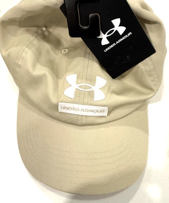 Under Armour Khaki Adjustable Cap One Size Fits Most White LOGO Mens NWT - Image 1 of 4