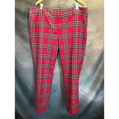 Talbots Hampshire Ankle Pants Plaid Wool Blend Women 18W Red Green Blue - Image 1 of 4