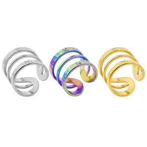 Anello Aperto Regolabile Tripla Fascia in Acciaio Inossidabile - Picture 1 of 8