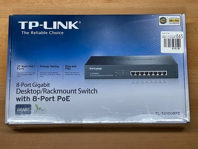 TP-LINK TL-SG1008PE 8-Port PoE Gigabit Network Switch, New Factory Sealed - Image 1 of 4