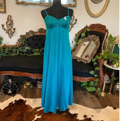 Maxi Vestido Camisón Vintage Olga Lencería Encaje Cuello en V Talla 34 Foto 1 de 4