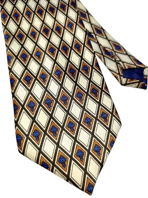 Vintage Tie Silk Luxury Geometric Pattern Perfect Condition 9,5 Cm Wide Rare - Imagen 1 de 4