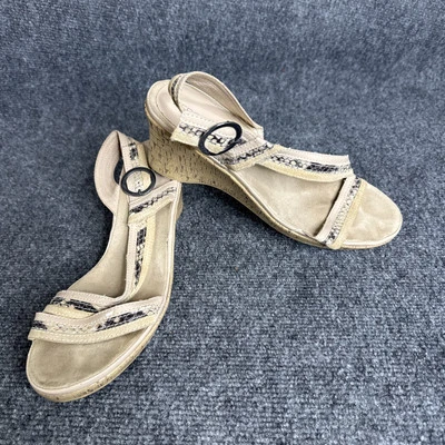 Aerosoles Delaid Reaction Womens 9 Beige Strappy Wedge Slingback Sandal Reptile - Image 1 of 4