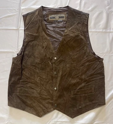 CHALECO DE CUERO GAMUZA SOLO PARA MIEMBROS VINTAGE TALLA GRANDE PARA HOMBRE Foto 1 de 4