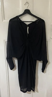 Willow Black Draped Silk Cocktail Dress, Great Condition, Size 12  - image 1 of 4