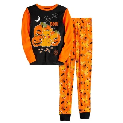 Pokemon HALLOWEEN Pikachu Pajamas Boy's Size 4 6 8 10 Glow In The Dark Girls NWT - Image 1 of 2