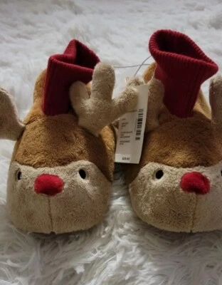 Gymboree Toddler Boys Reindeer Slipper Shoe Brown Holiday Various Sizes  - Image 1 of 4