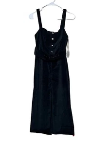 STAUD women's Primrose Jumpsuit Sz 2 Black Belted Wide Leg Adjustable Straps NWT - Picture 1 of 17