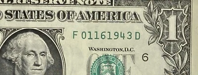 $1 Dollar Birthday Note: January 16, 1943 (01/16/1943) 01-16-43 Serial# 01161943 - Image 1 of 4