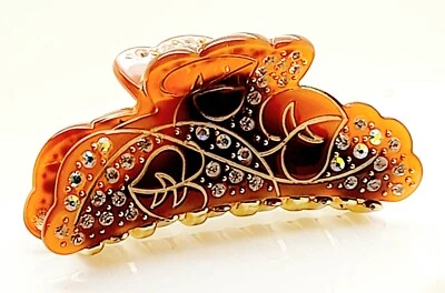 fancy boho brown Acrylic with rhinestone Claw Clip hair accessory Gift item #18 - Image 1 of 4