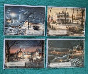 Terry Redlin Lot 4 Christmas Cards With Envelopes Limited Edition Sealed New #1