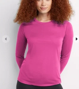 Hanes Sport Women's Cool Performance Long-Sleeve Crew T-Shirt in Fresh Berry NWT - Picture 1 of 2