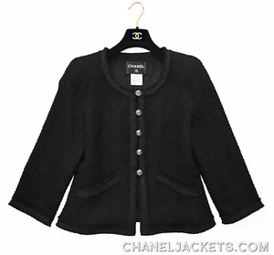GIACCA CHANEL Nero Satinato Trecciato Finiture Intreccia $5.650 * FR 38 40 / US 4 6 ~ OTTIME CONDIZIONI - Foto 1 di 15