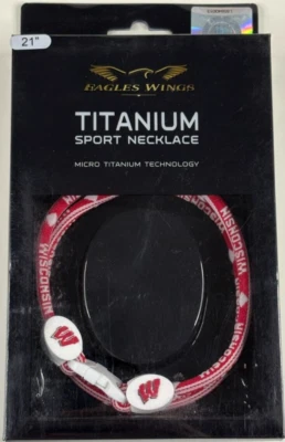 Sport Necklace University of Wisconsin Badgers Eagles Wings Titanium 21" - Image 1 of 2