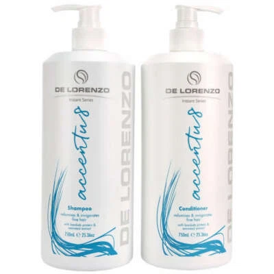 De Lorenzo Accentu8 Shampoo and Conditioner 960ml +2 free Pumps Delorenzo Volume - Image 1 of 4