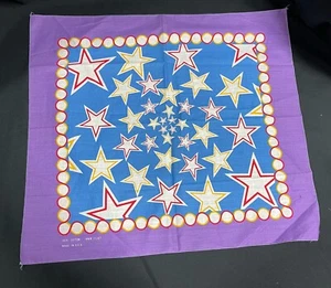 Vtg Purple Blue Red Star Bandana RN 15187 23” X 23” Made in USA - Picture 1 of 4