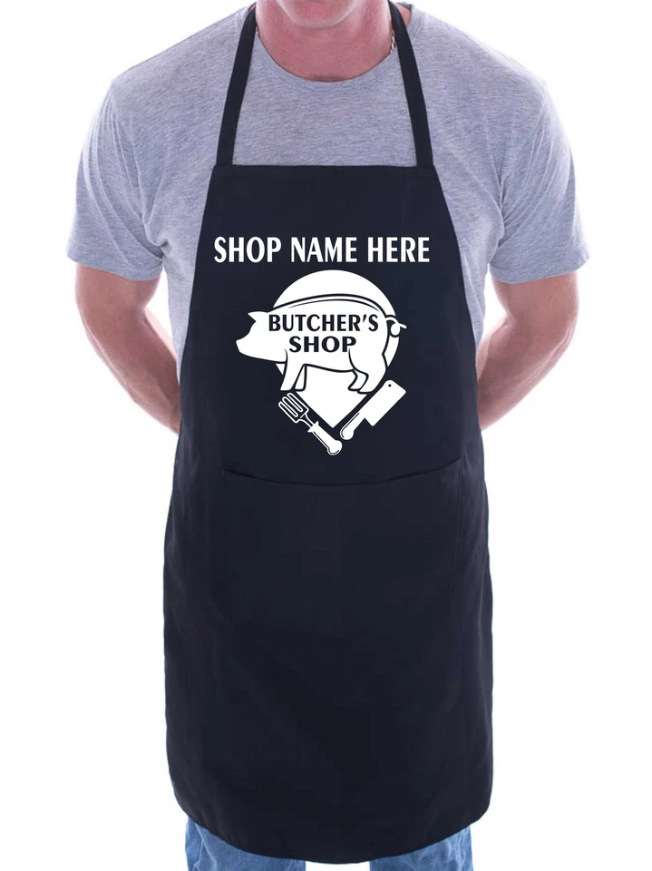 PRINT4U Printshop2000 Personalised Apron Butchers Shop Add Shop Name Here Butchery