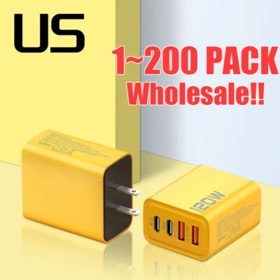 120W 4-Port USB C Fast Wall Charger Block For All Cell Phone iPad Lot - Image 1 of 4