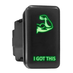 I GOT THIS - Green Backlit Tall Push In Switch 1.54"x 0.83" (Fit: Toyota) - Picture 1 of 6