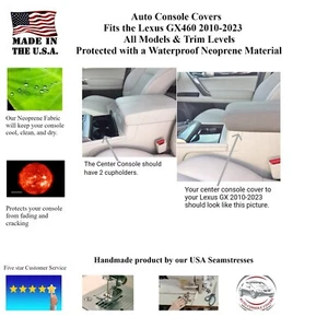 Auto Console Cover-Center Console Fits the Lexus GX460 2010-2023 Neoprene (LGXN) - Picture 1 of 10