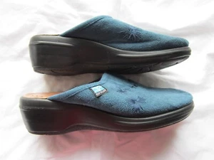 FLY FLOT SIZE 35 UK 2 BLUE SHOES WEDGE CLOGS - Picture 1 of 9