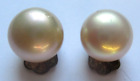 Anciennes boucles d'oreilles clips demi perle de verre nacrée bijou vintage 2771