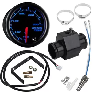 2" WATER TEMPERATURE GAUGE METER 30MM RADIATOR COOLANT HOSE FITTING SENDING UNIT - Picture 1 of 11