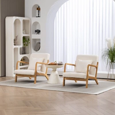 木制现代口音椅扶手椅单人沙发阅读椅客厅 — 第 1/4 张图片