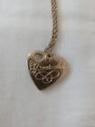 Signed Avon Gold Tone Necklace Heart "Grandmother" Side  Other "I Love You" 20"